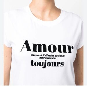 Zadig and Voltaire Tshirt Amour Skinny Toujours White Cap Sleeve Top Sz S NEW